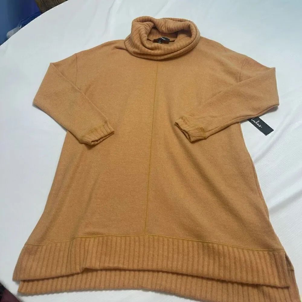NWT Lulus Mustard Yellow Sweater Tunic Dress Size Small New